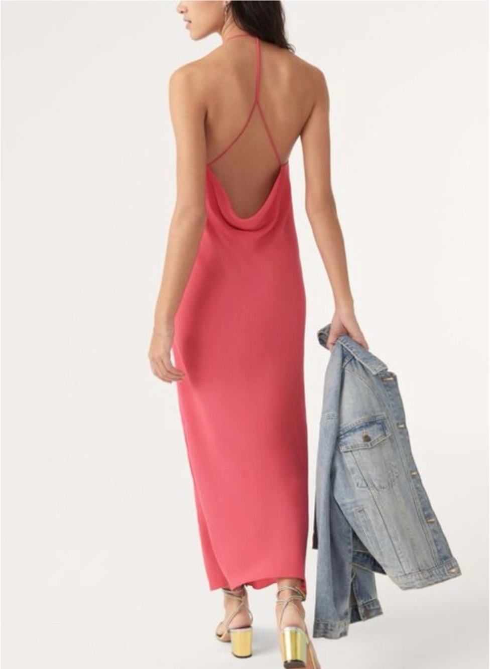 ba&sh Fame Pink Backless Slip Dress